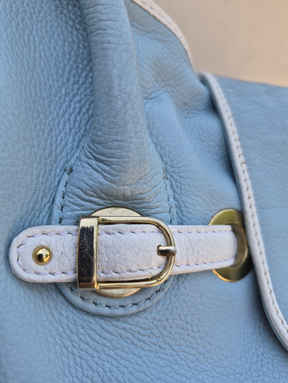 Da Milano Genuine Pebbled Leather Satchel Handbag - Picture 5 of 16